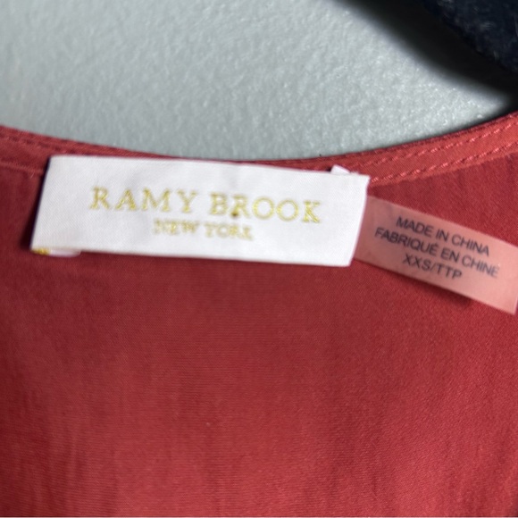 Ramy Brook dress XXS rust peplum Bernice smocked clay rust mini tennis blouson - Picture 10 of 11